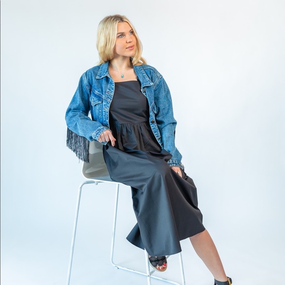 BLACK COCKTAIL DRESS Square Neck Elegant Cotton Minimalist Black Sleeveless Dres - Picture 4 of 7